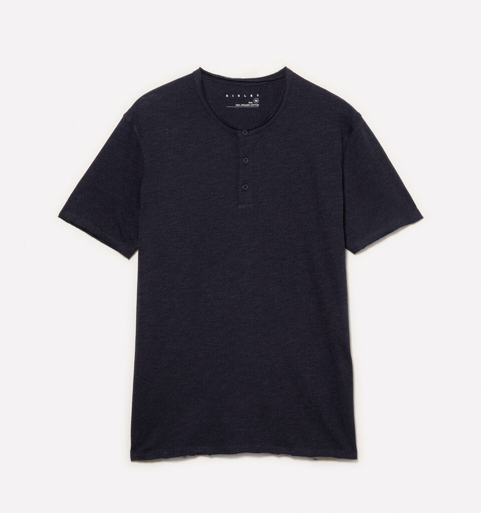 T-shirt Henley bleu foncé - t-shirts à manches courtes pour homme - Bleu Foncé | Sisley image number 5